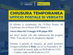 Vergato, chiude per lavori l’ufficio postale del capoluogo: stop dal 14 maggio al 9 giugno
